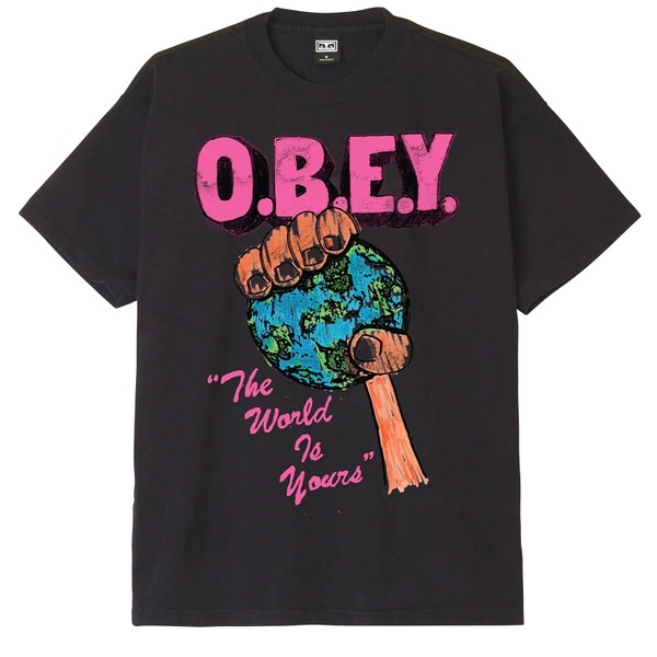 오베이 티셔츠  OBEY THE WORLD IS YOURS BLACK  OBEY
